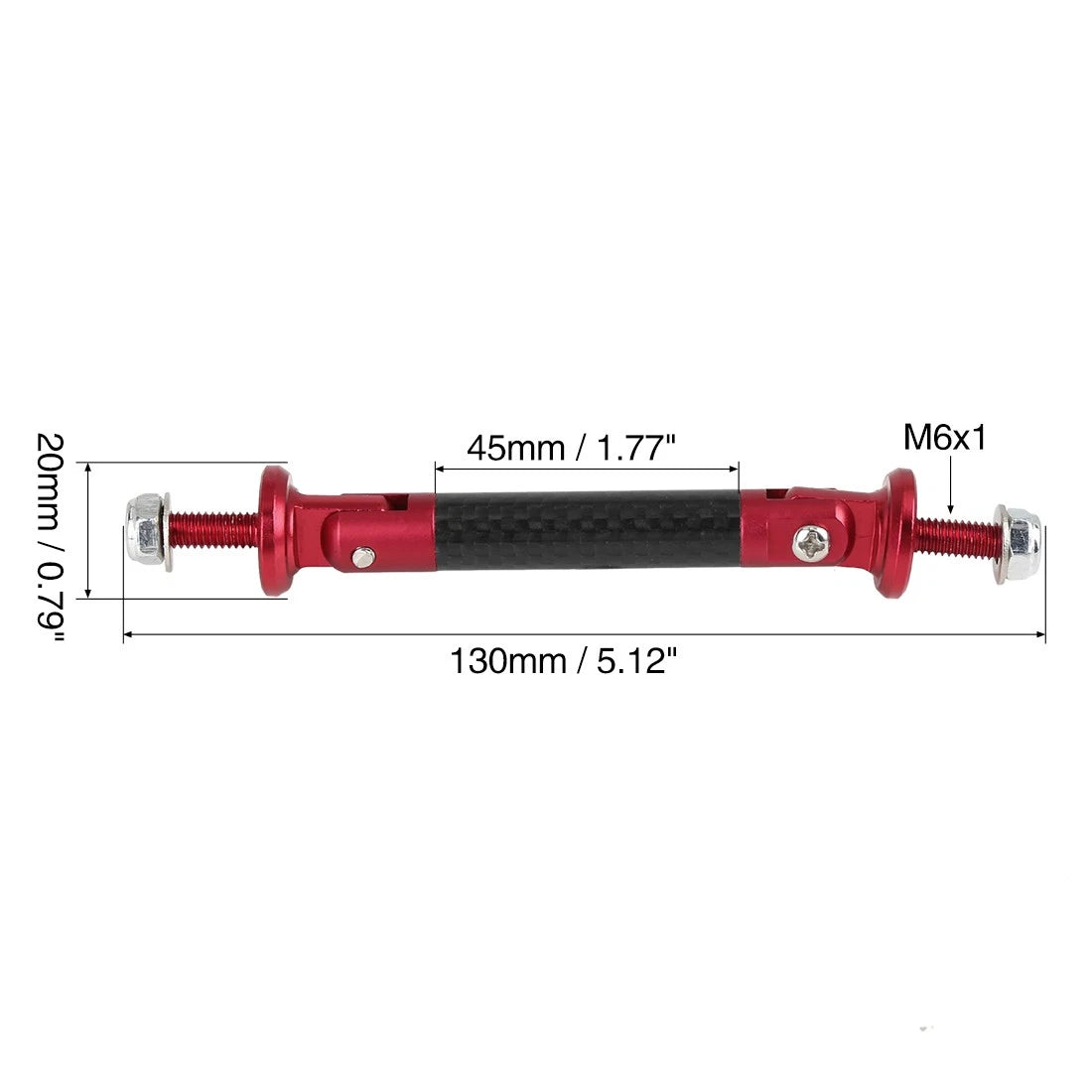 Adjustable Front Bumper Lip Splitter Support Rod for - Carbon Fiber Pattern Red