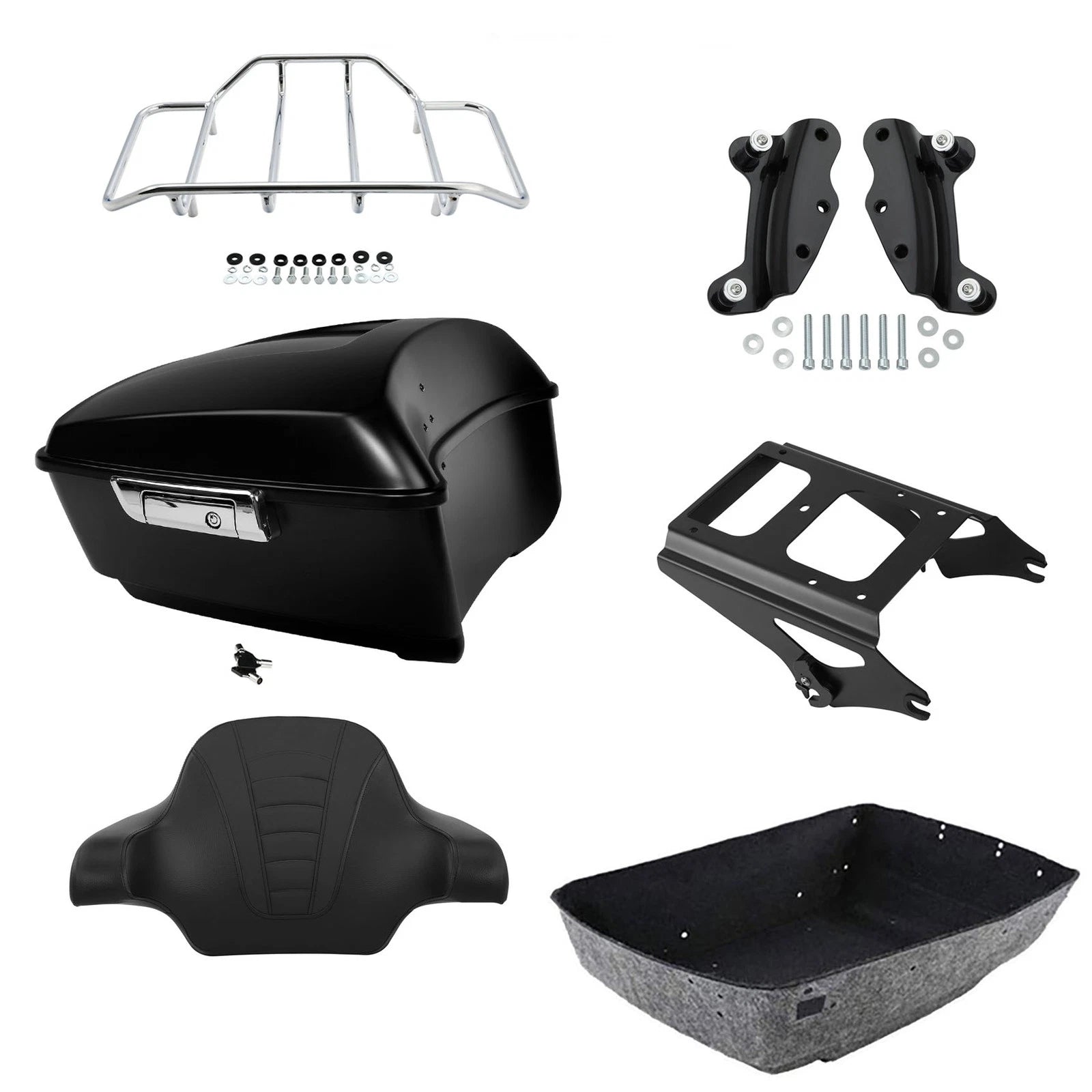 Matte Black Trunk Backrest Mount Rack for Harley Touring (2009–2013)