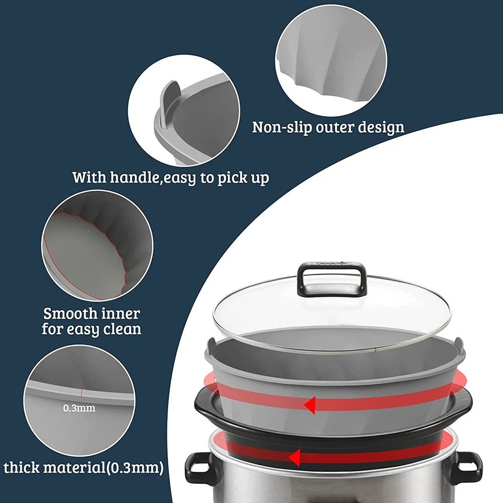 Reusable Silicone Liner for 6-8 Quart Slow Cookers (Fits Most Models)