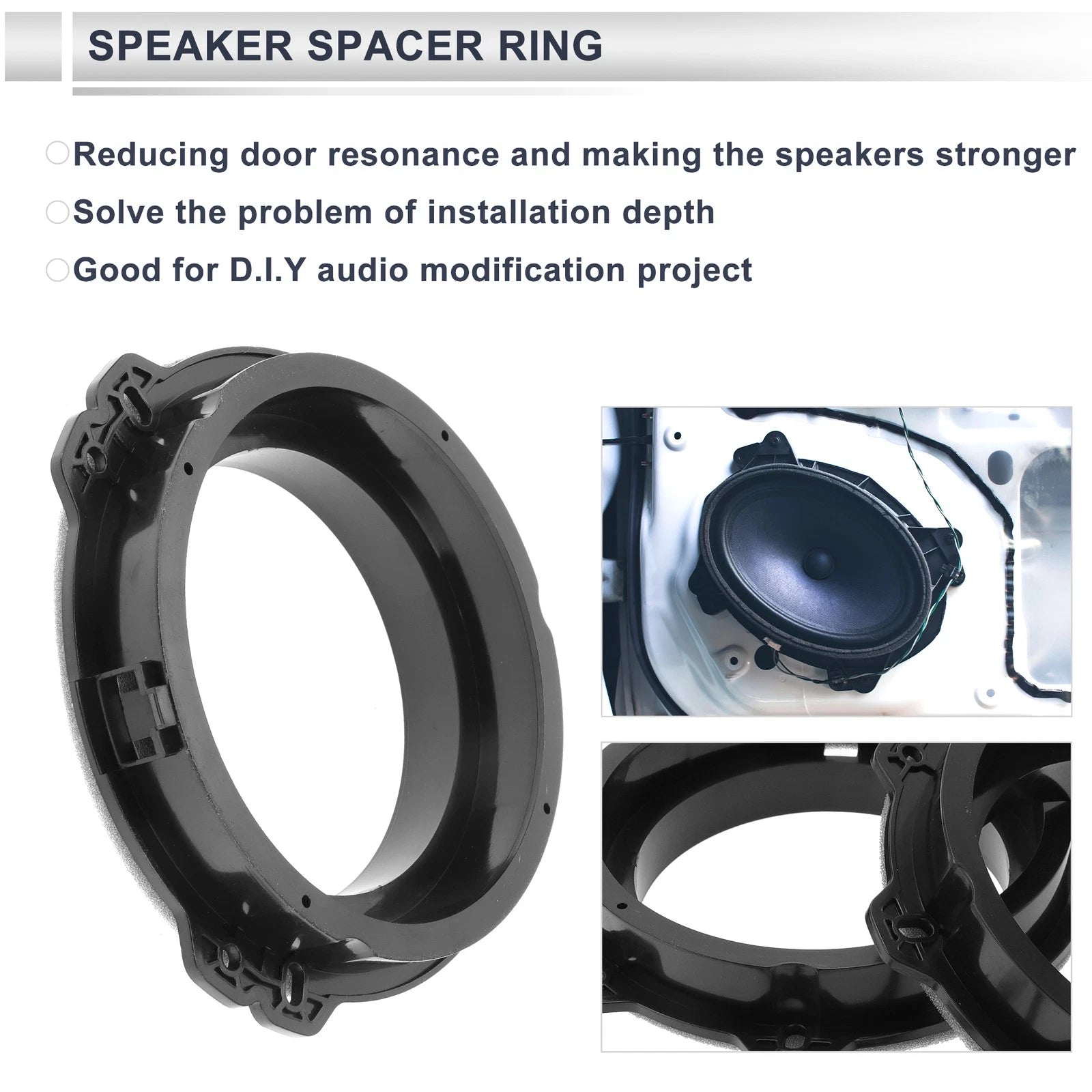 Speaker Spacer Ring Tweeter Adaptor for Hyundai 6.5 in (2 Pack) (2006–2018)