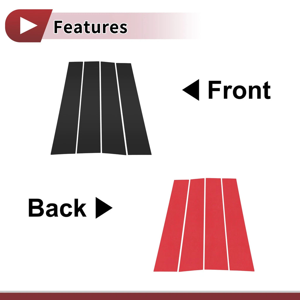 Door Pillar Window Trim Front Left Right for Mazda BT50 (2010–2015) Black 4 Pcs