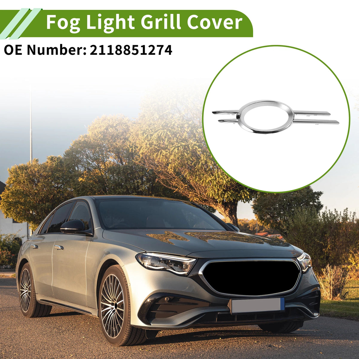 1Pc Front Right Fog Light Grill for Mercedes Benz W211 (2003–2009) No.2118851274 Silver