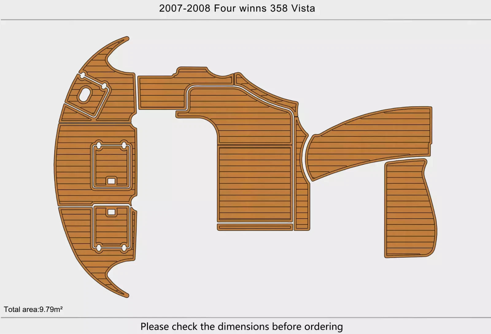 EVA Foam Teak Deck Flooring Mat for Four Winns 358 Vista (2008)