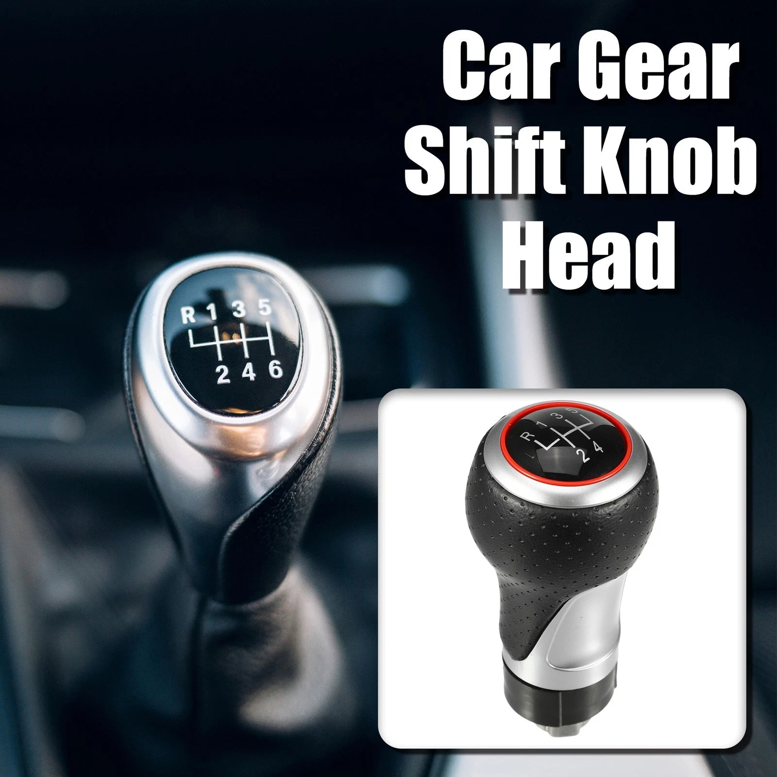 Gear Shift Knob Head Handle Replacement for Audi A3 (2003–2013) Black Red