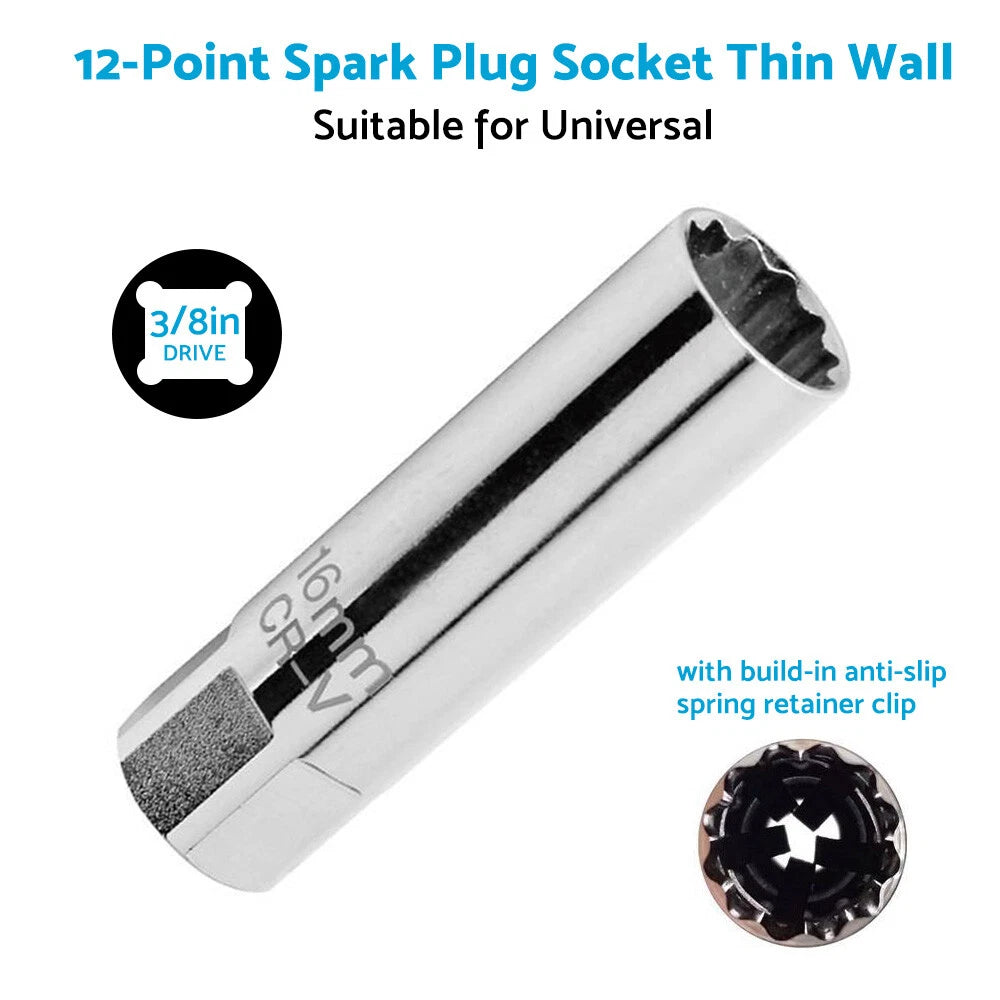 12 Point Spark Plug Socket 14mm/16mm for Auto Car (3/8" Drive)