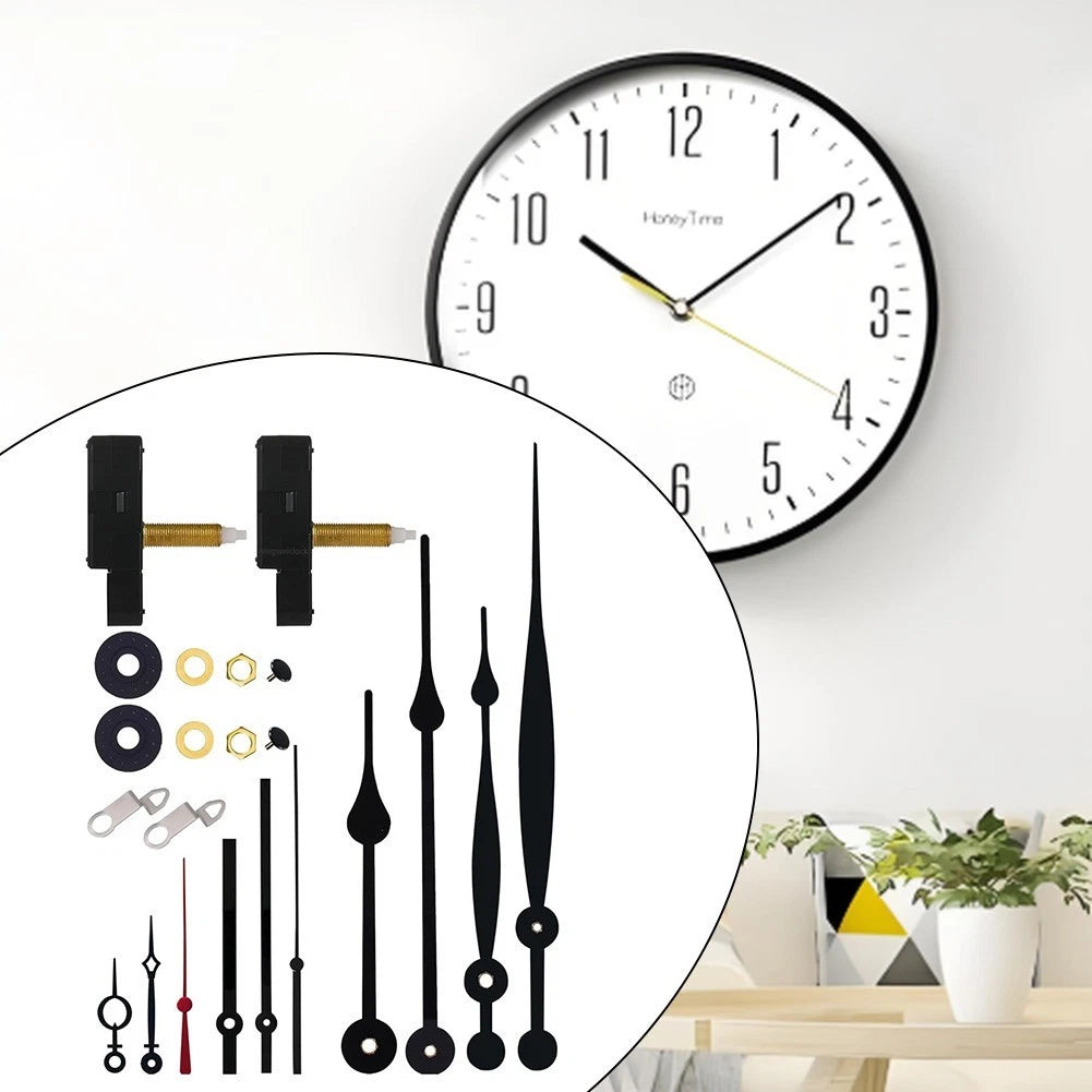Set of 4 Silent Clock Movements 32mm Shaft with Hands for Easy Assembly