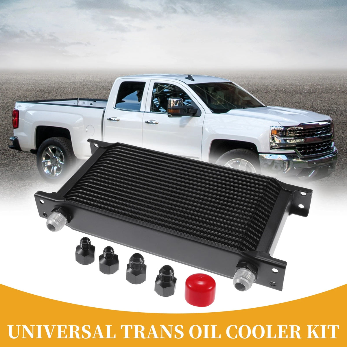 Transmission Oil Cooler Kit for Universal Vehicles (19 Row, 6AN, 8AN)