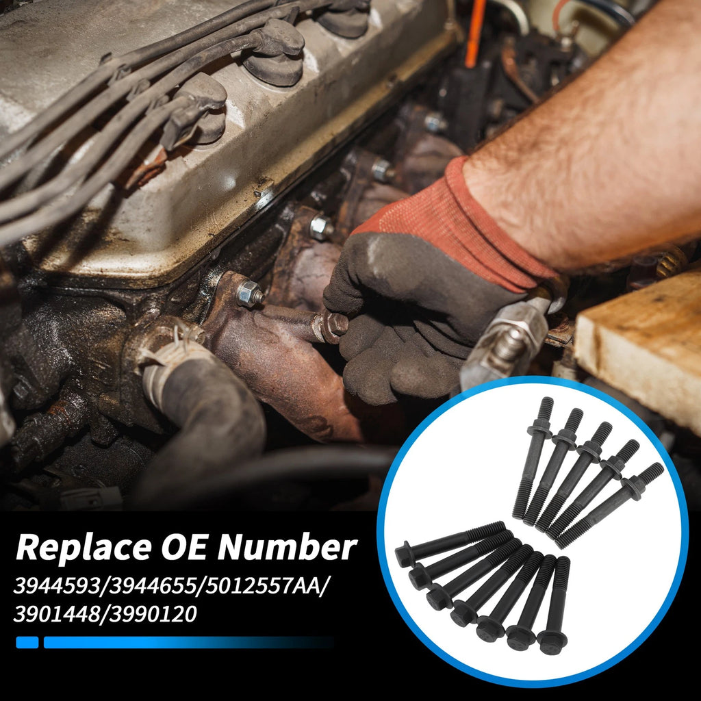 12 Exhaust Manifold Bolts Studs Replacement for Dodge Ram (2003–2019)