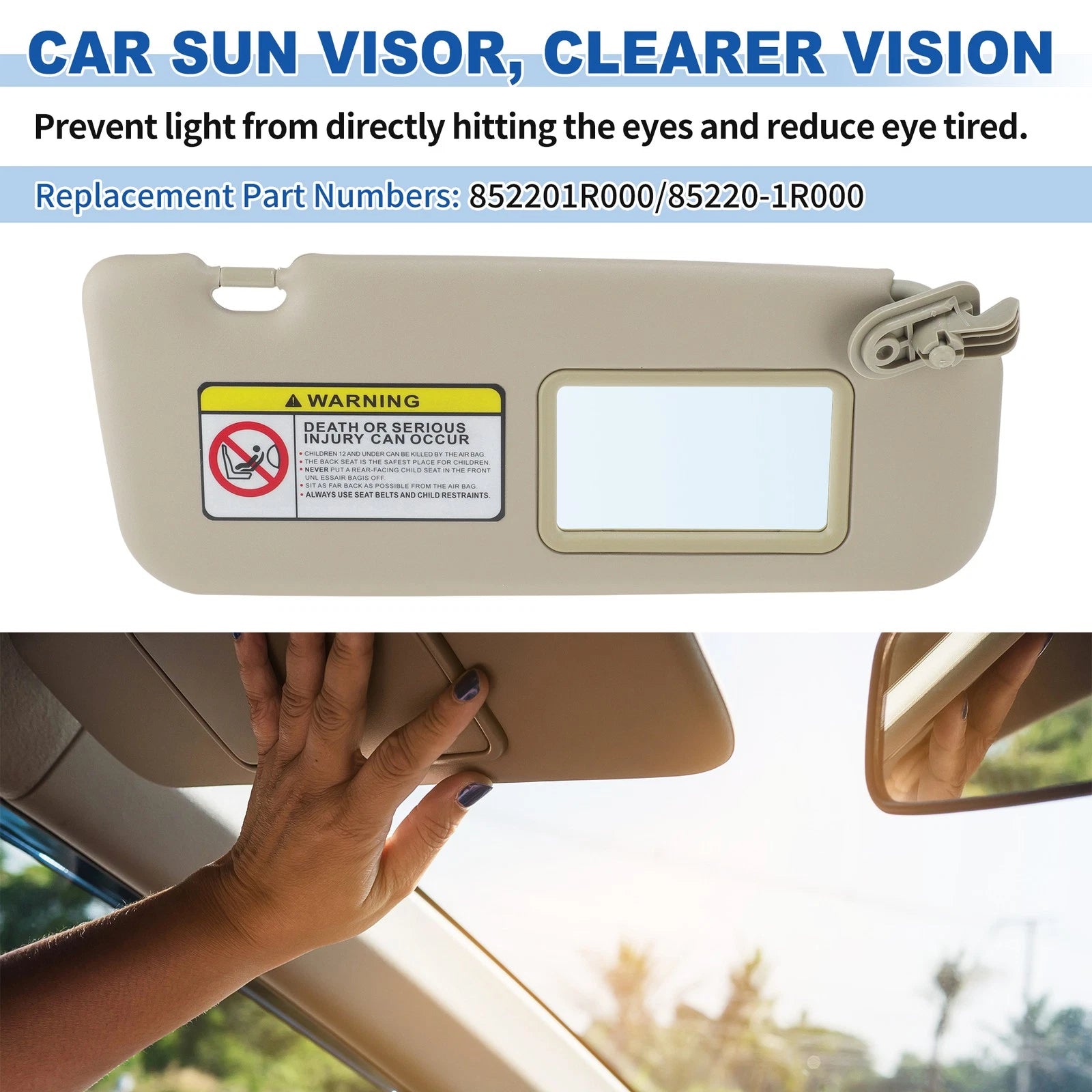 Right Side Sun Visor Replacement for Hyundai Accent 1E (2011–2015)