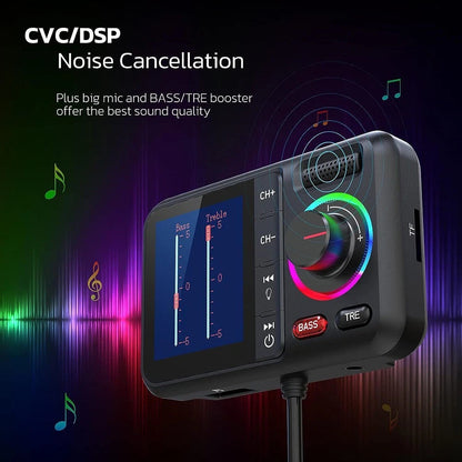 FM Transmitter Handsfree Car Music Player with Large Color Display for