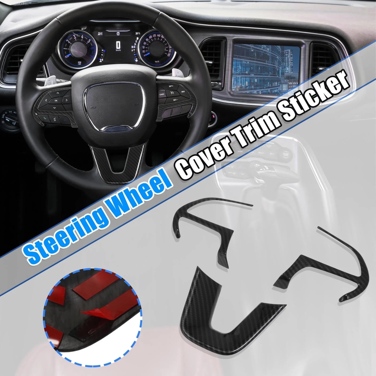 Inner Steering Wheel Cover Trim Set for Dodge Challenger Charger 2015–2020