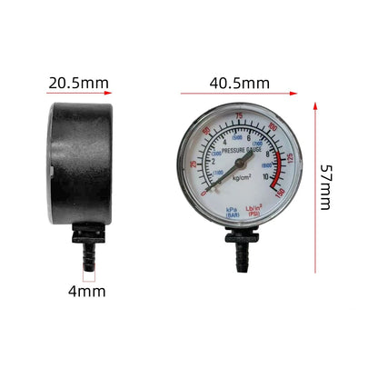 Tire Inflator Pressure Gauge for Car (40 PSI, 4mm Plastic Barb)