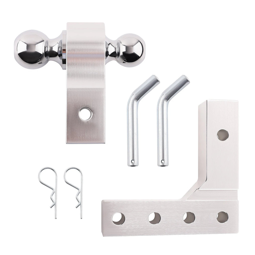 2" Adjustable Trailer Tow Hook Receiver Dual Ball 6" Drop Aluminum