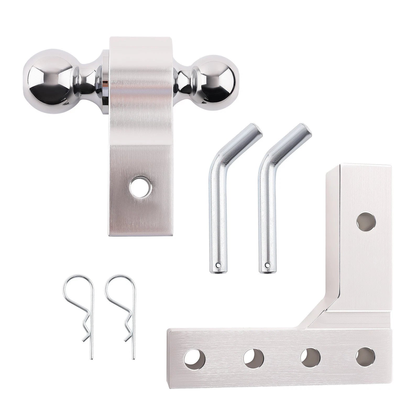 2" Adjustable Trailer Tow Hook Receiver Dual Ball 6" Drop Aluminum