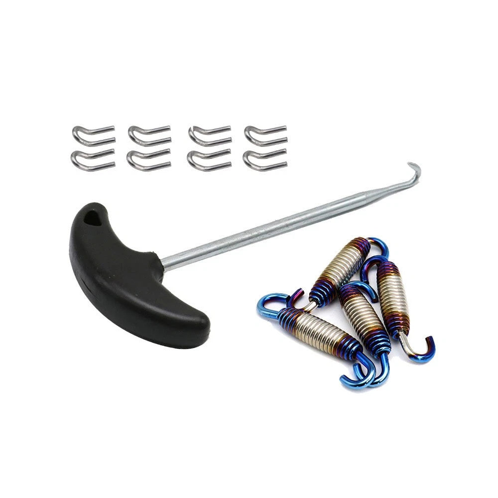 Motorcycle Exhaust Pipe Muffler Mounting Springs Hooks Set Link Stainless