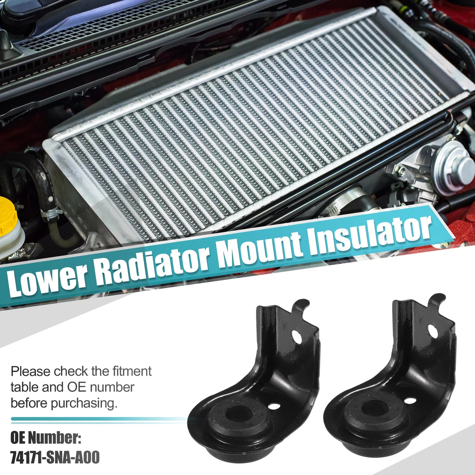 2X Upper Radiator Bracket with Cushion for Honda Civic (2006–2011)