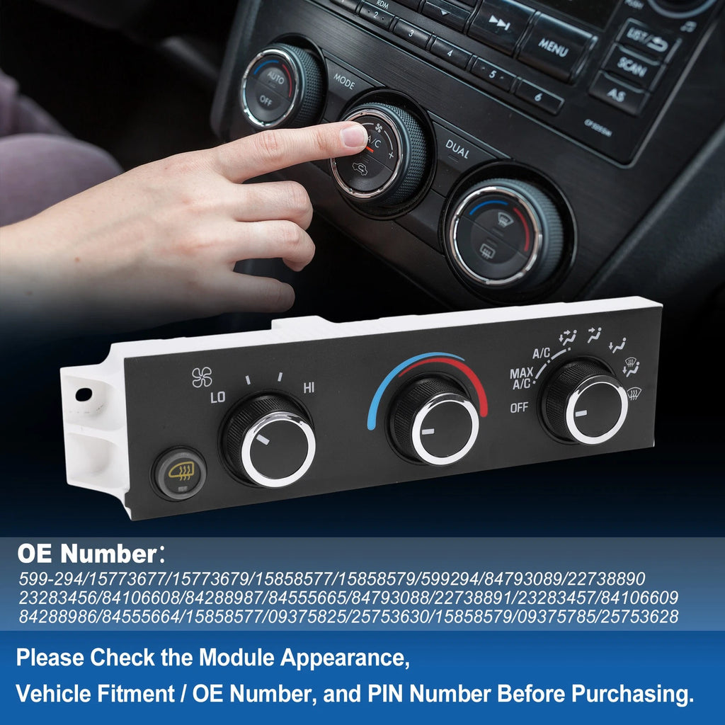 A/C Heater Climate Control Switch Module Panel for Chevrolet Express (2003–2016)