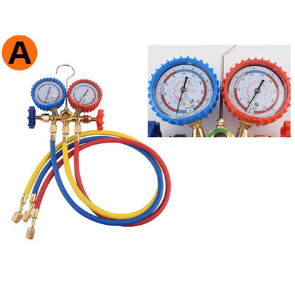 Brass Manifold Gauge Set with Color Coded Gauges and Hoses