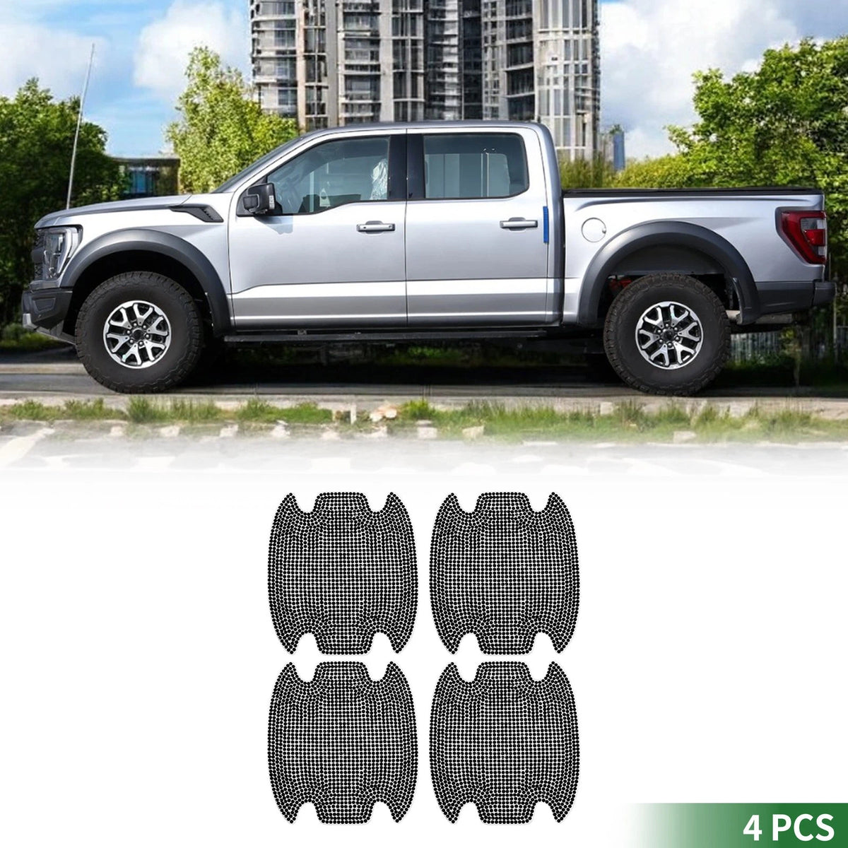 Set of 4 Car Door Handle Protective Film Reflective Stickers for