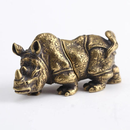 Toy Rhino Ornament for Vivid Display (Antique Handmade Mini Sculpture)