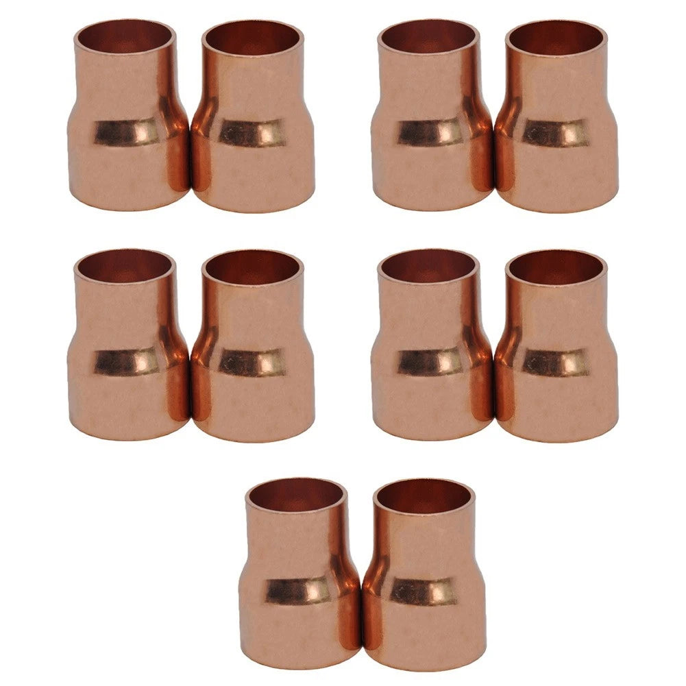 Set of 10 Copper Reducing Couplings 22 16mm for Refrigeration HVAC