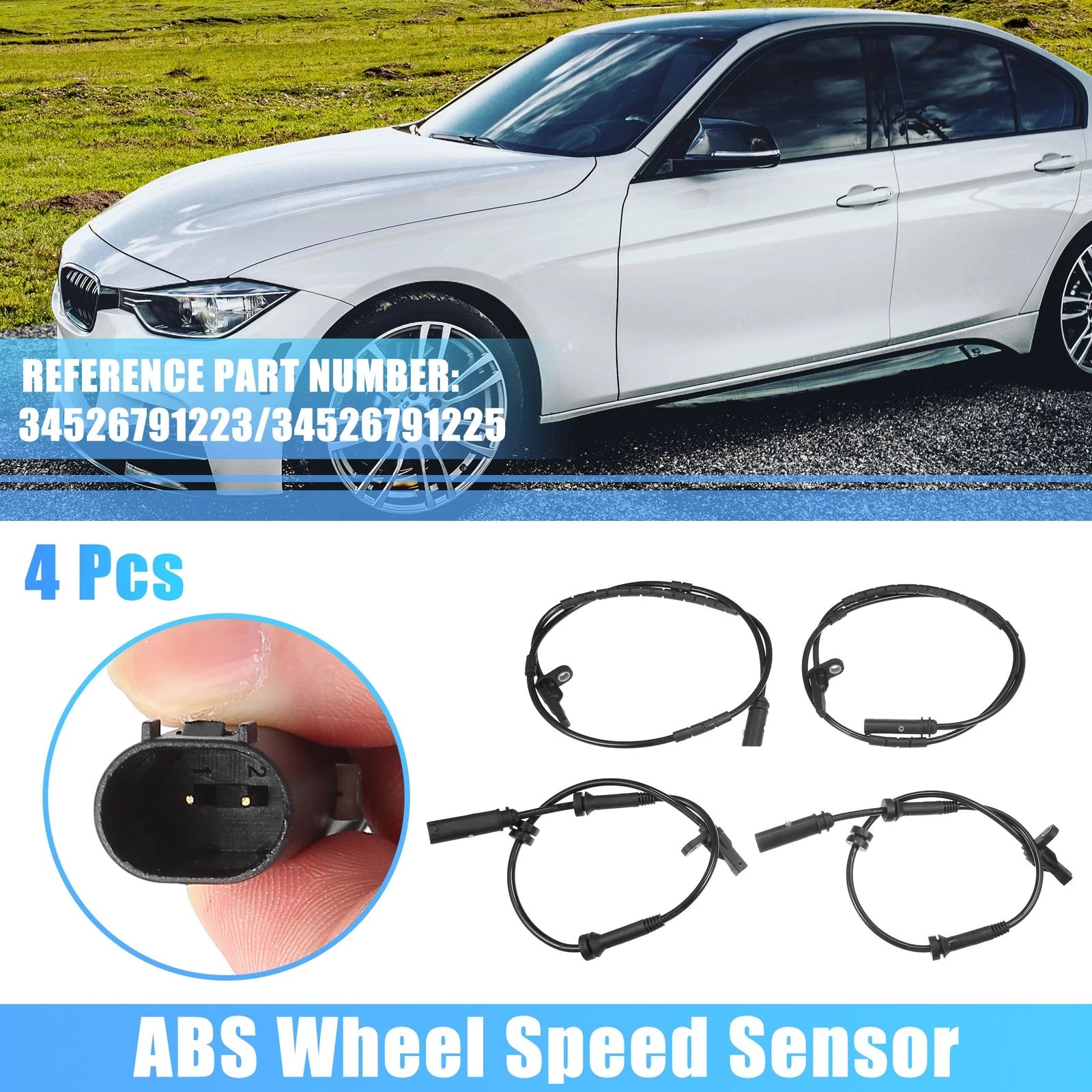 ABS Wheel Speed Sensor Front Rear Left Right Set for BMW (2016–2016)