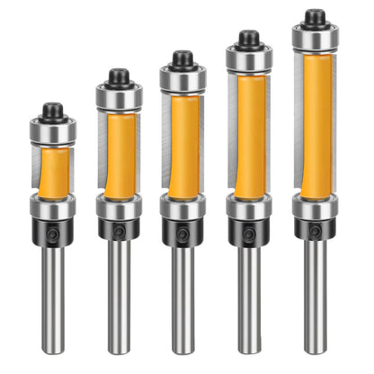 5PCS 1/4" Shank Flush Trim Router Bit Set for Router