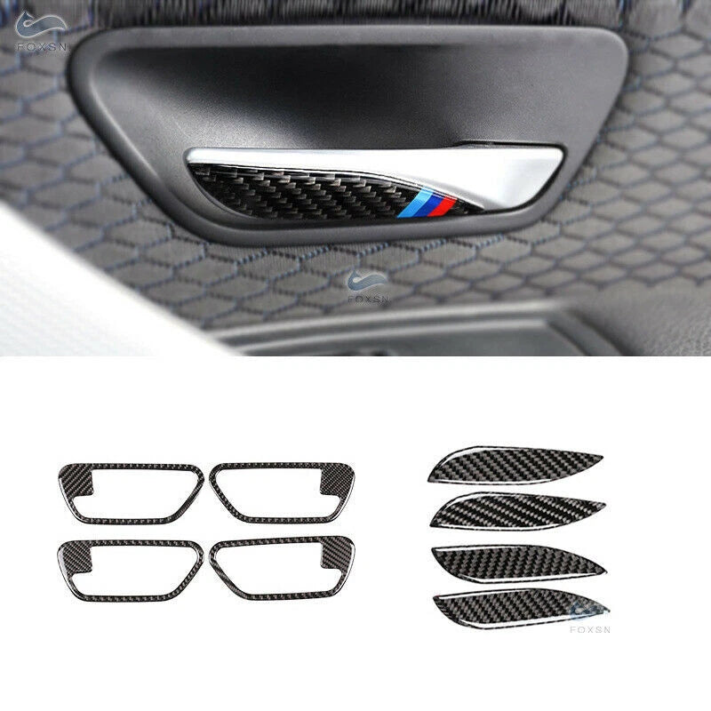 Set of 4 Interior Door Handle Trim Covers for BMW 3 4 Series F30 F34 Carbon Look