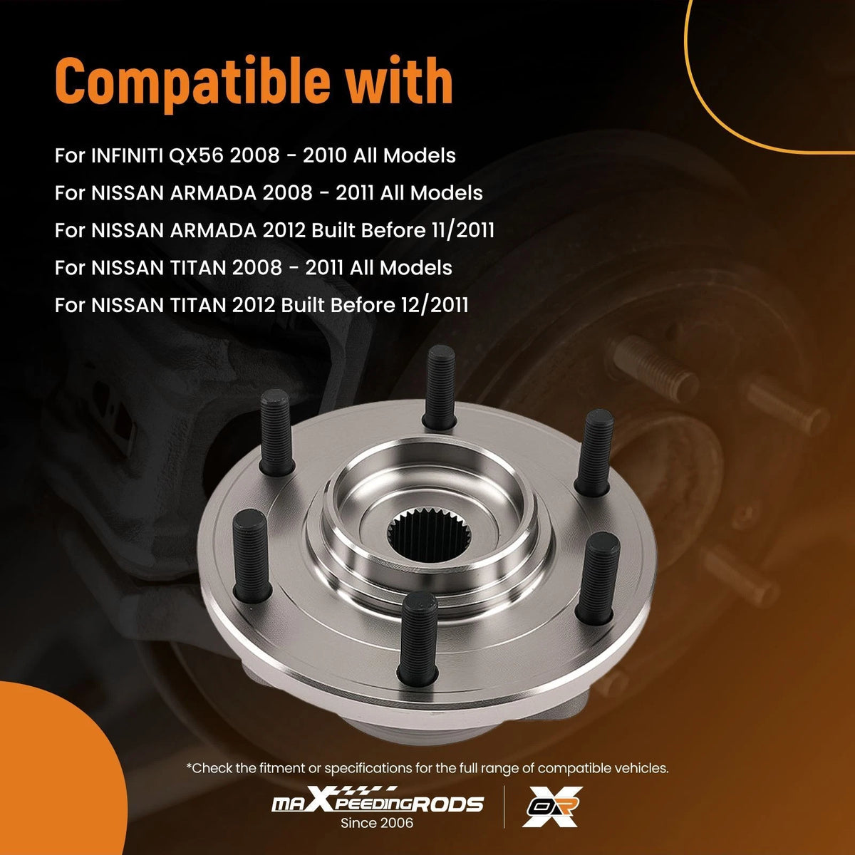 Front Left Right Wheel Hub Bearing Assembly for QX56 Armada Titan (2004–2015) 515124