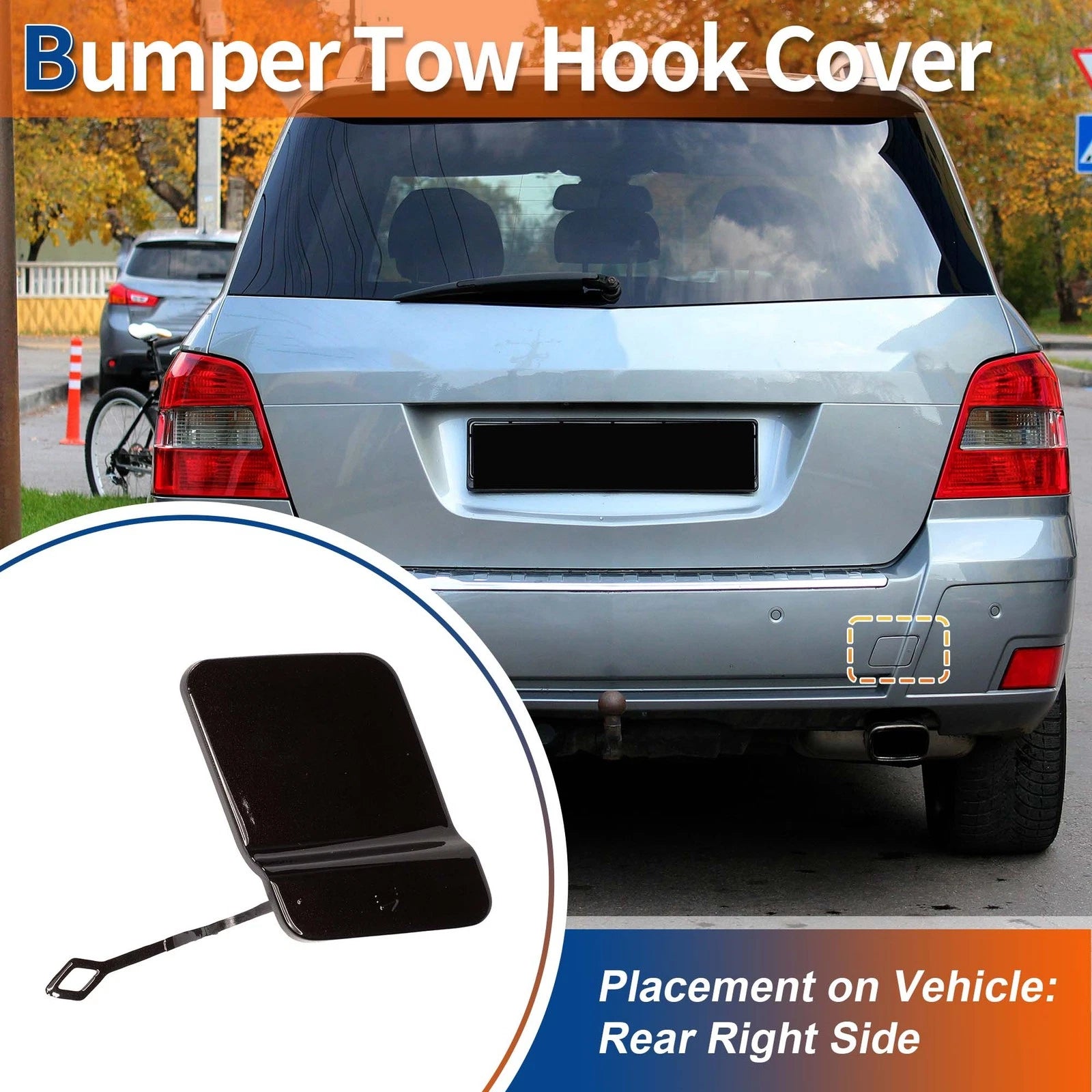 Rear Tow Hook Cover Replacement for Mercedes-Benz X204 (2010–2012) Brown