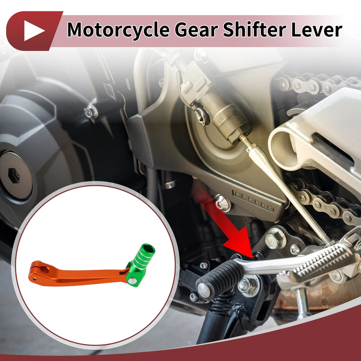 Gear Shifter Lever for Honda CRF150F (2003–2017) - Orange Green Silver Tone
