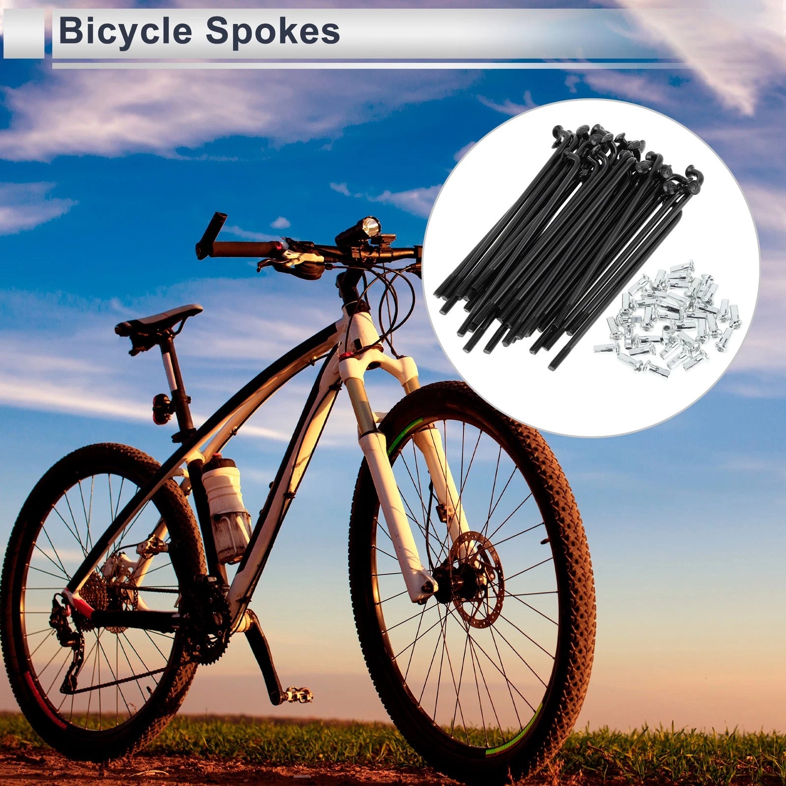 Bicycle Spokes Nipple Set 74mm Carbon Steel Universal for 12G (2000–2000)