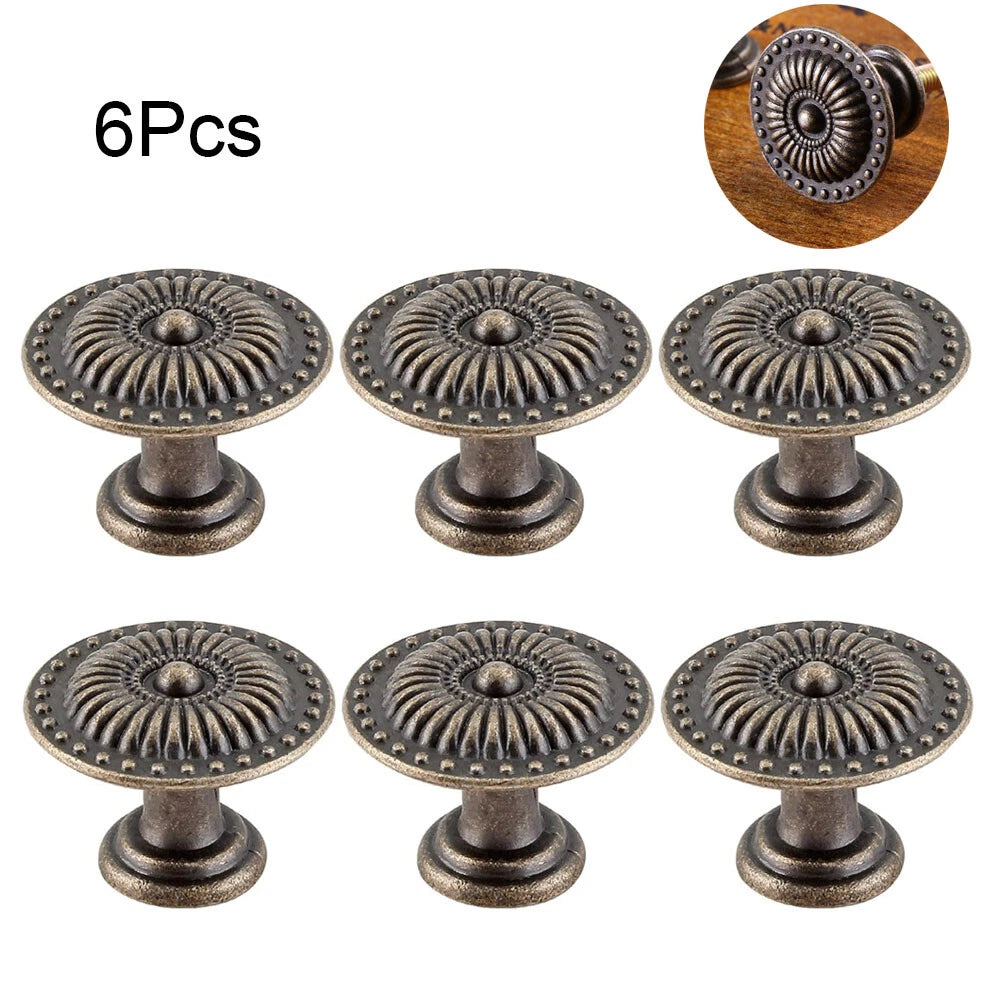 6X Vintage Door Pull Handle Knob for Cupboard Cabinet (30mm, Zinc Alloy)