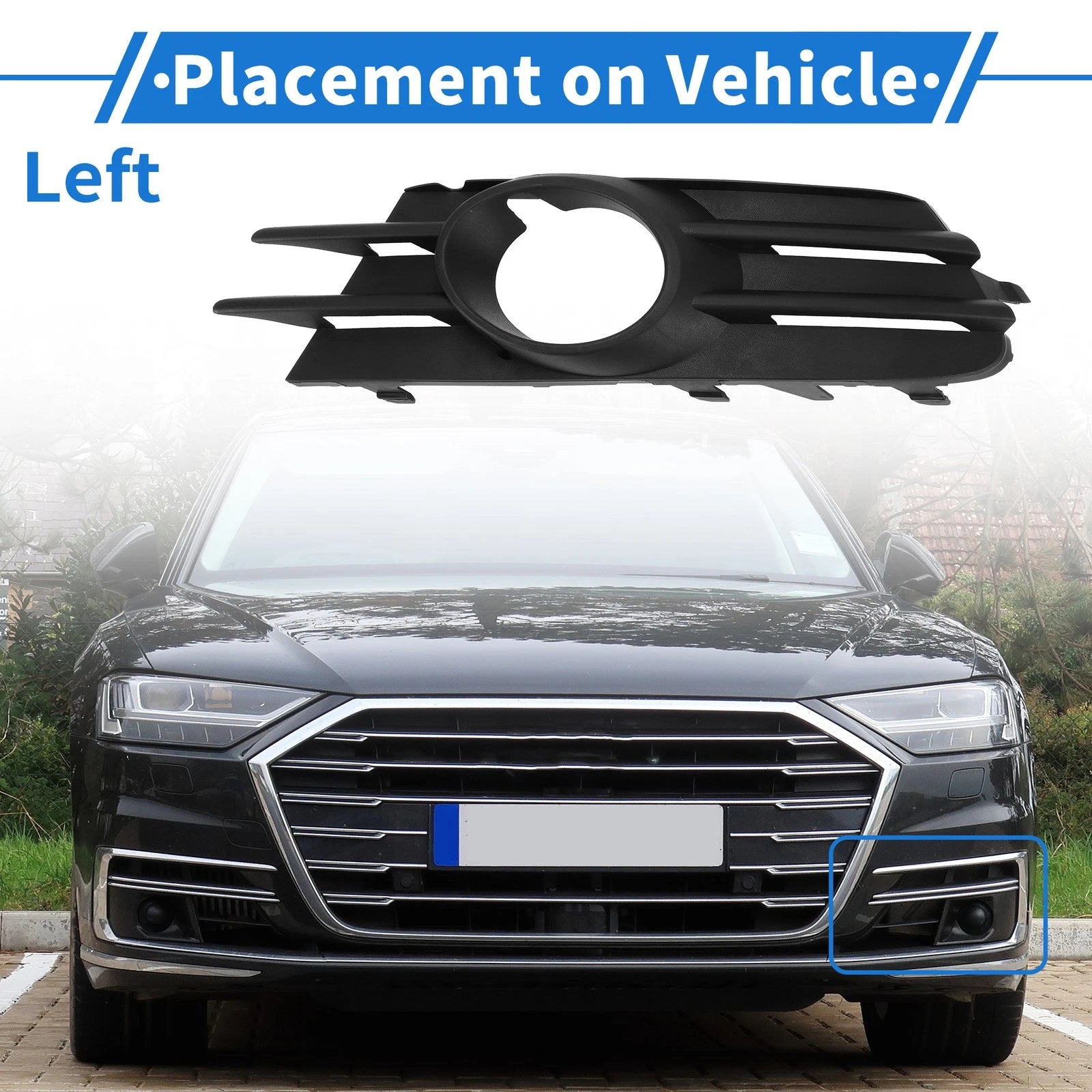 Front Left Fog Light Grille Replacement for Volkswagen Scirocco (2009–2017)