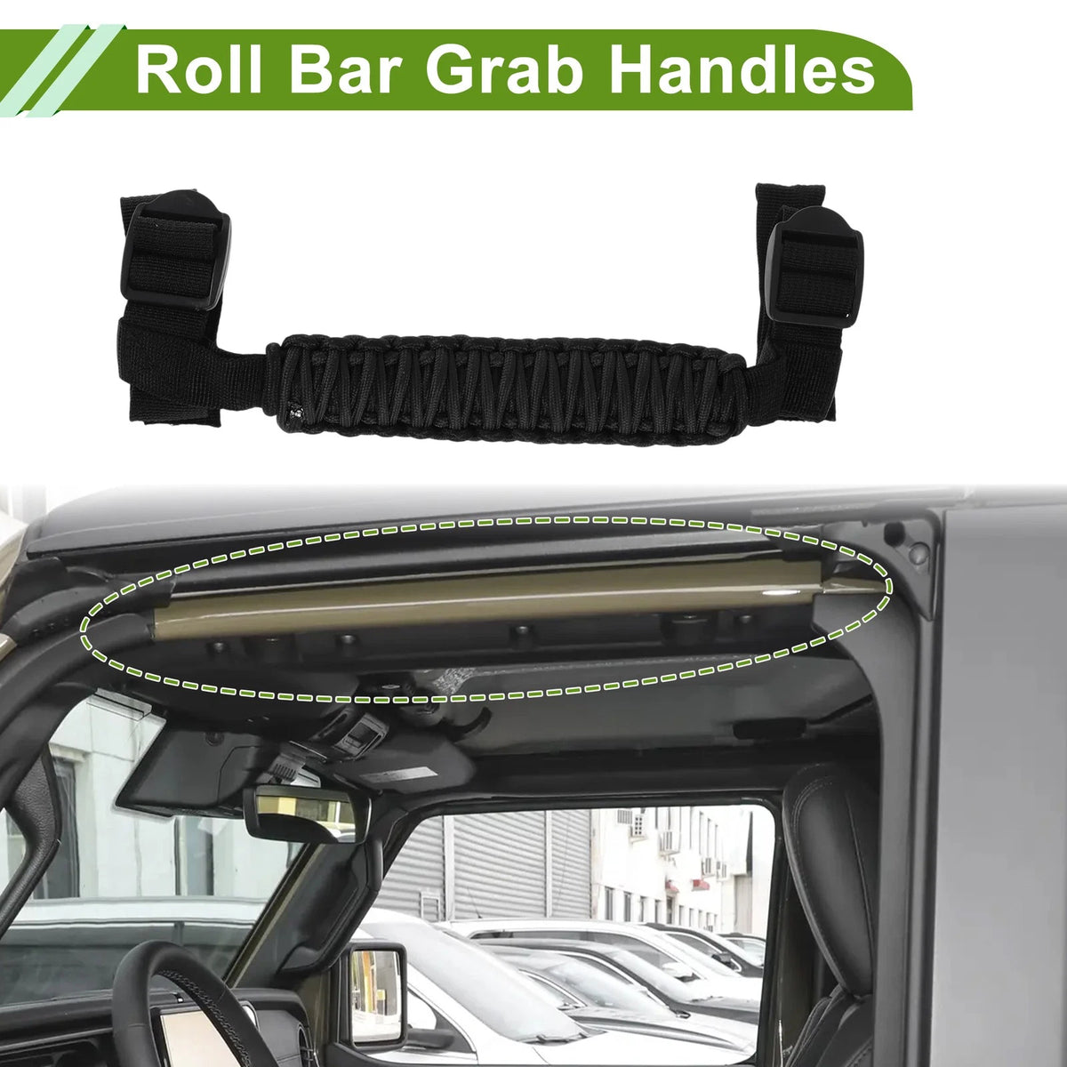 Roll Bar Grab Handles for Jeep Wrangler JL (2024–2025) Black
