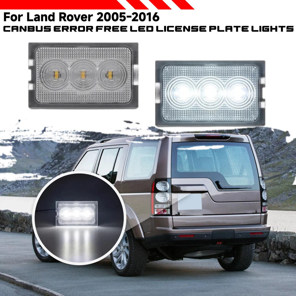2Pcs White LED License Plate Lights for Land Rover Discovery (2005–2016)