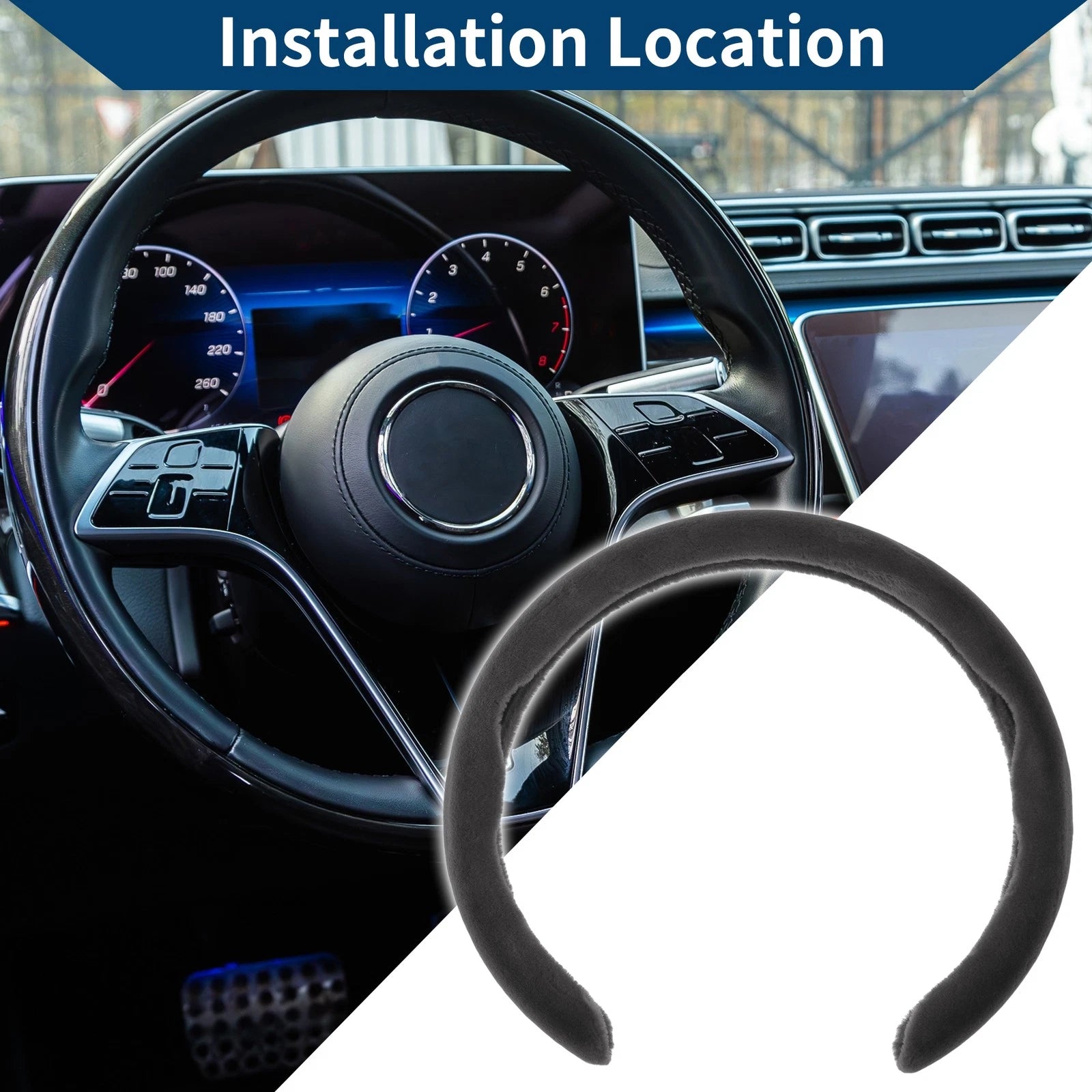 Steering Wheel Cover for Car (14.96", Deep Gray)