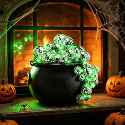 96 Pcs Halloween Cauldron Lighting Kit with Disco Balls and Light Strings