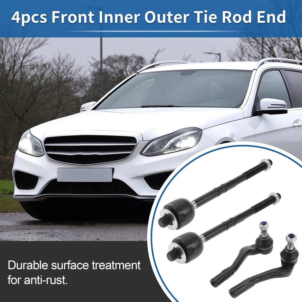 4PCS Front Inner Outer Tie Rod End Link for Mercedes-Benz C55 (2004–2006)