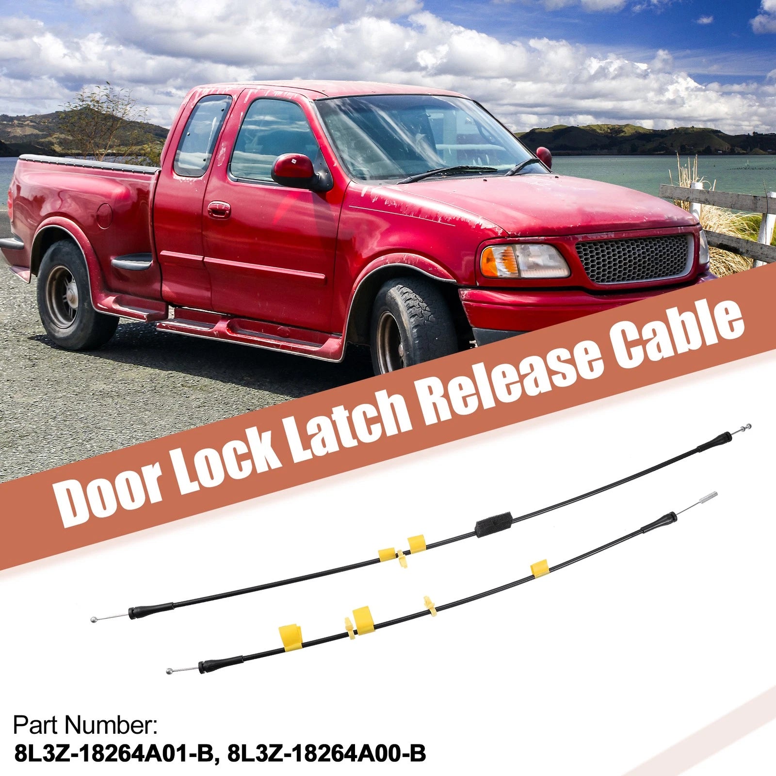 2pc Rear Door Latch Release Cable Left and Right for Ford F150 (2004–2008)
