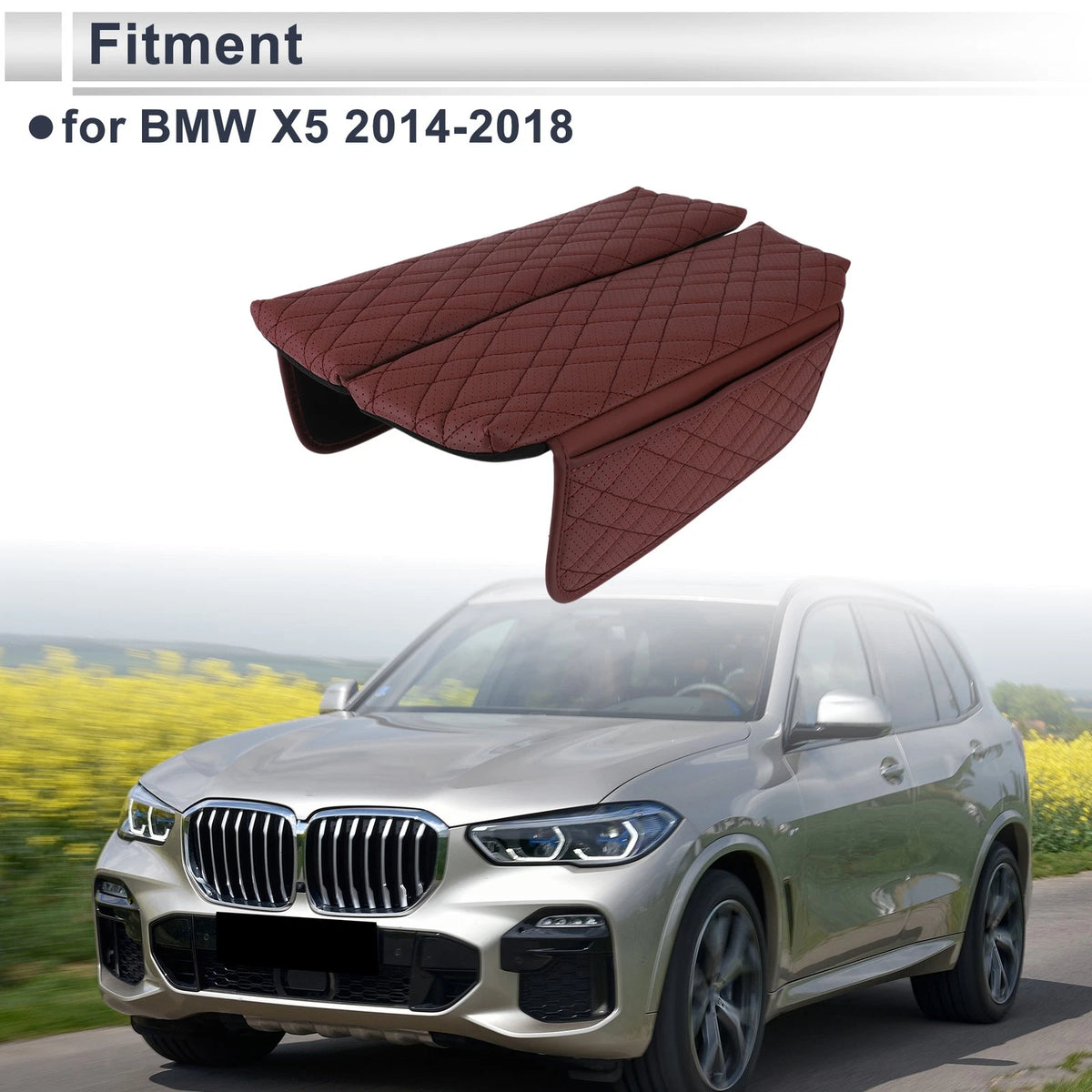 Set of 2 Car Center Console Covers for BMW X5 (2014–2018) Red