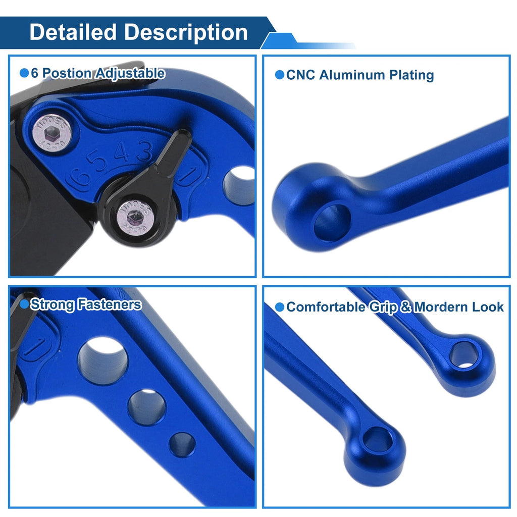 Adjustable Short Brake Clutch Levers for Triumph Trident 660 (2021–2024) - Solid Blue