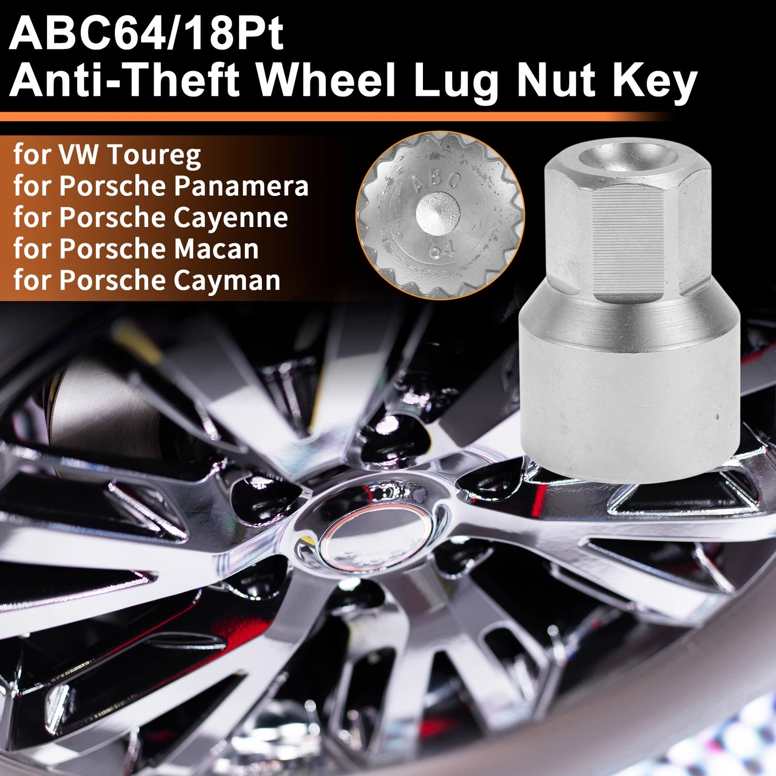 Wheel Lock Lug Nut for VW Touareg (Locking Nut Key Socket)