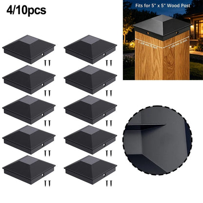 5 Inch Fence Post Covers for Garden Deck and Outdoor Posts (Black)