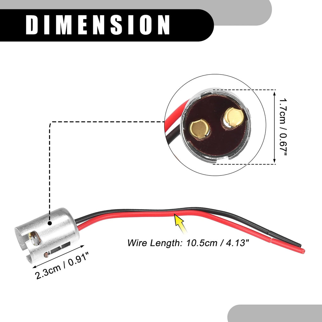 2X BA15D LED Bulb Socket Adapter Plug Extension Wire