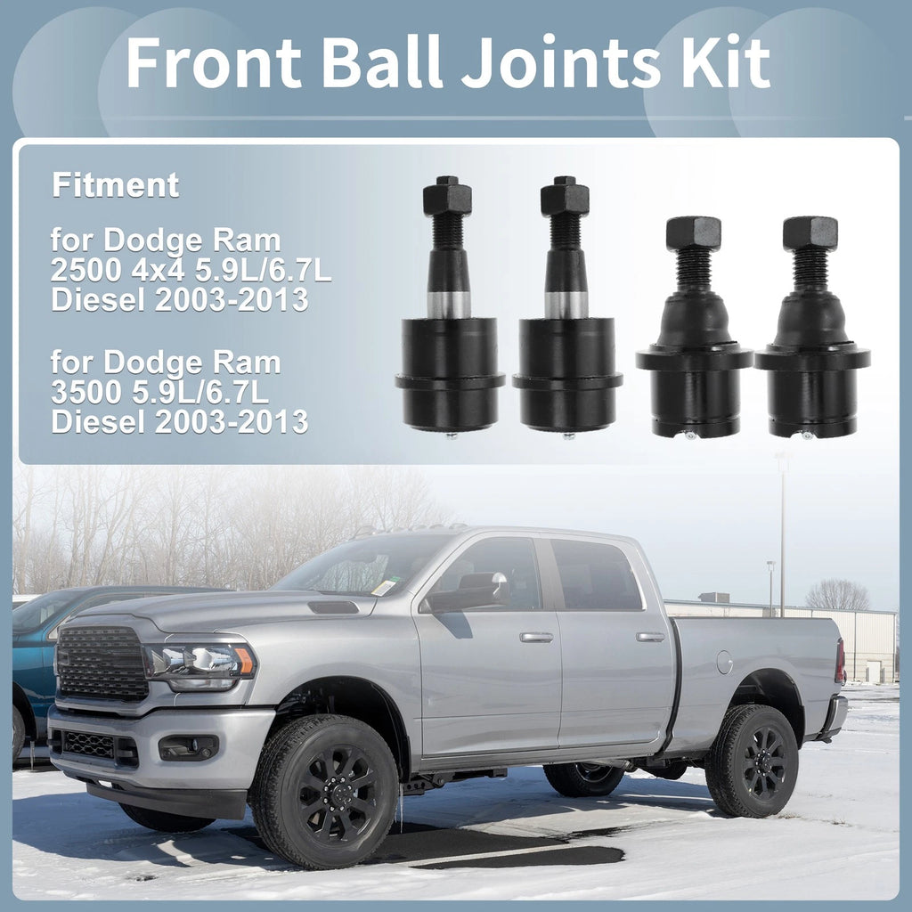 4pcs Upper Lower Ball Joint Replacement Front for Dodge Ram 2500 3500 (2003–2018)