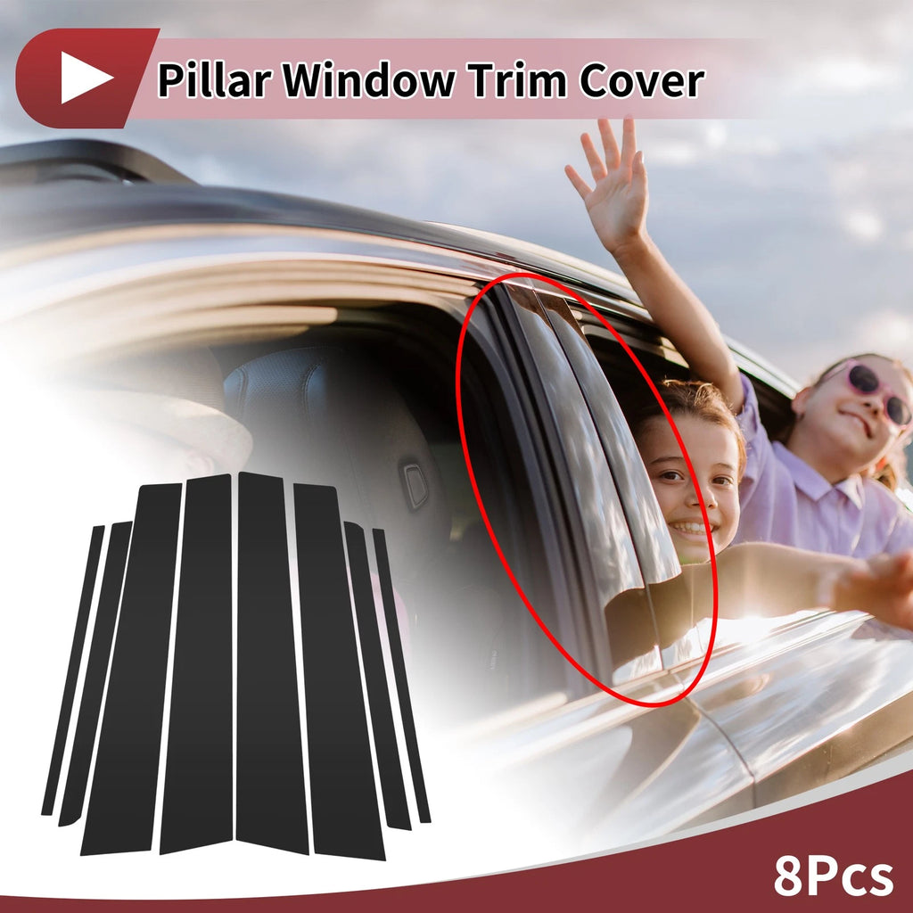 8 Pcs Door Pillar Window Trim Replacement for Toyota Verso EZ (2012–2015) Black