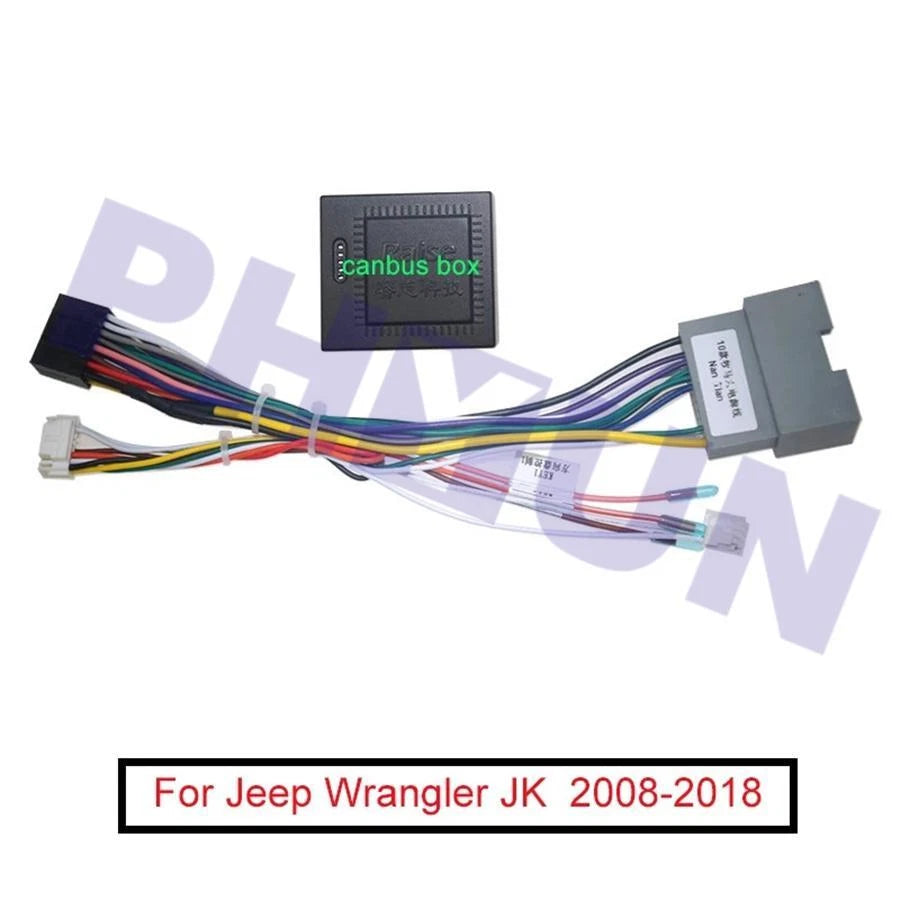 16pin Android Wiring Harness with Canbus for Jeep Wrangler JK (2007–2018)