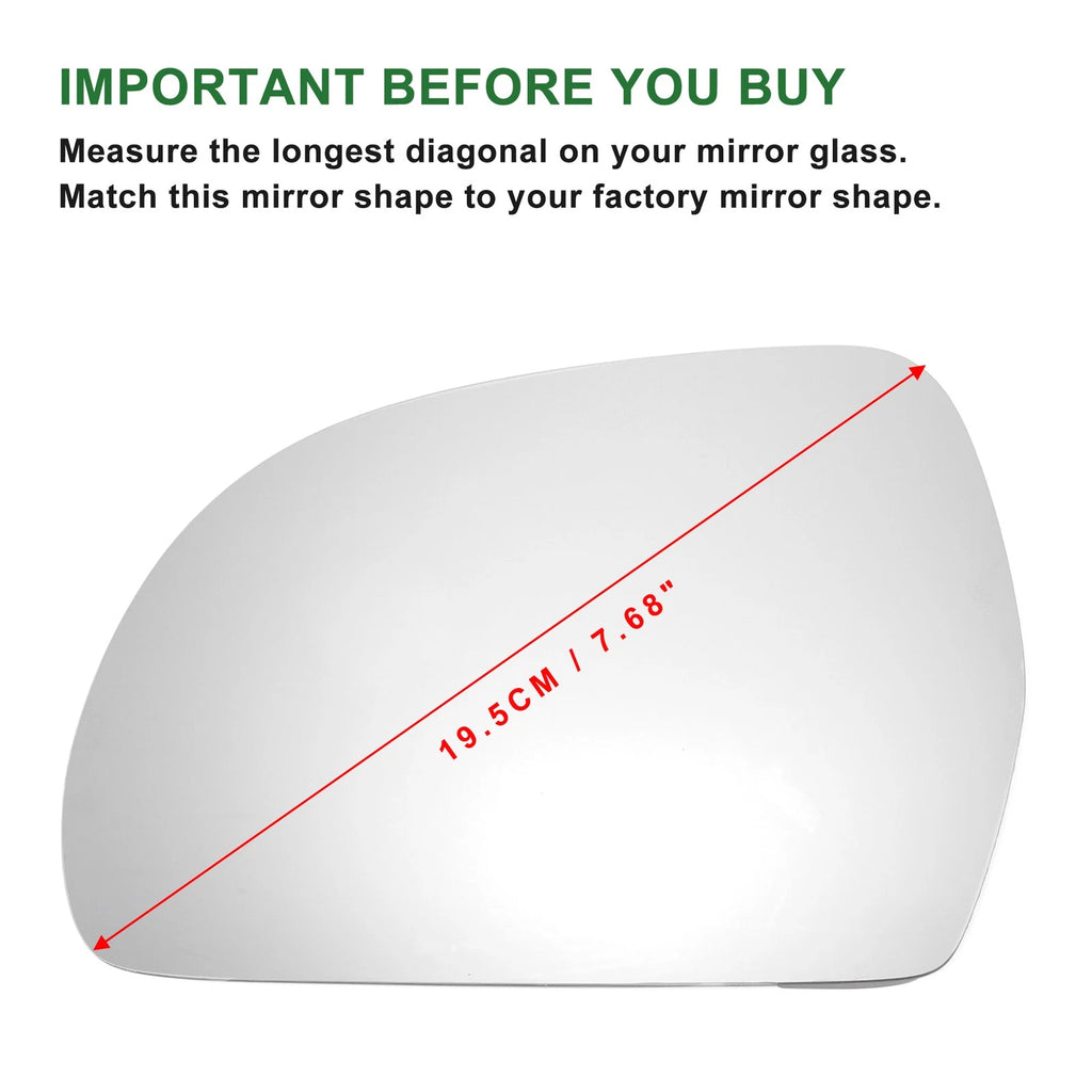 Heated Left Side Mirror Glass Replacement for Audi A3 A4 A5 A6 A8 Q3 (2010–2020)