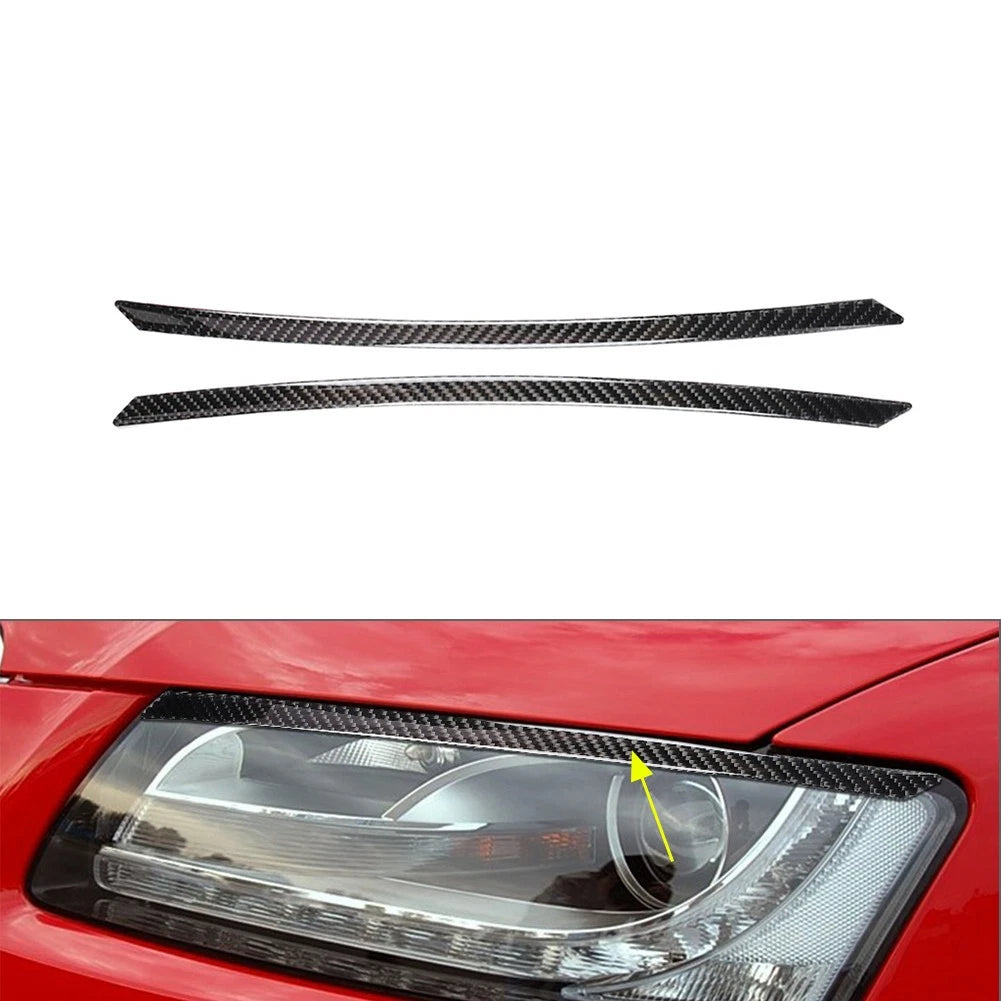 Carbon Fiber Front Headlight Eyebrows Eyelids Trim For Audi A4 A5 2009-2016